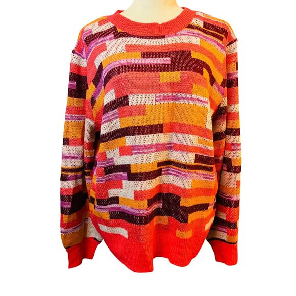 Andree by Unit Geometric Rectabgle Colorful Scoopneck Sweater Large - Picture 1 of 7